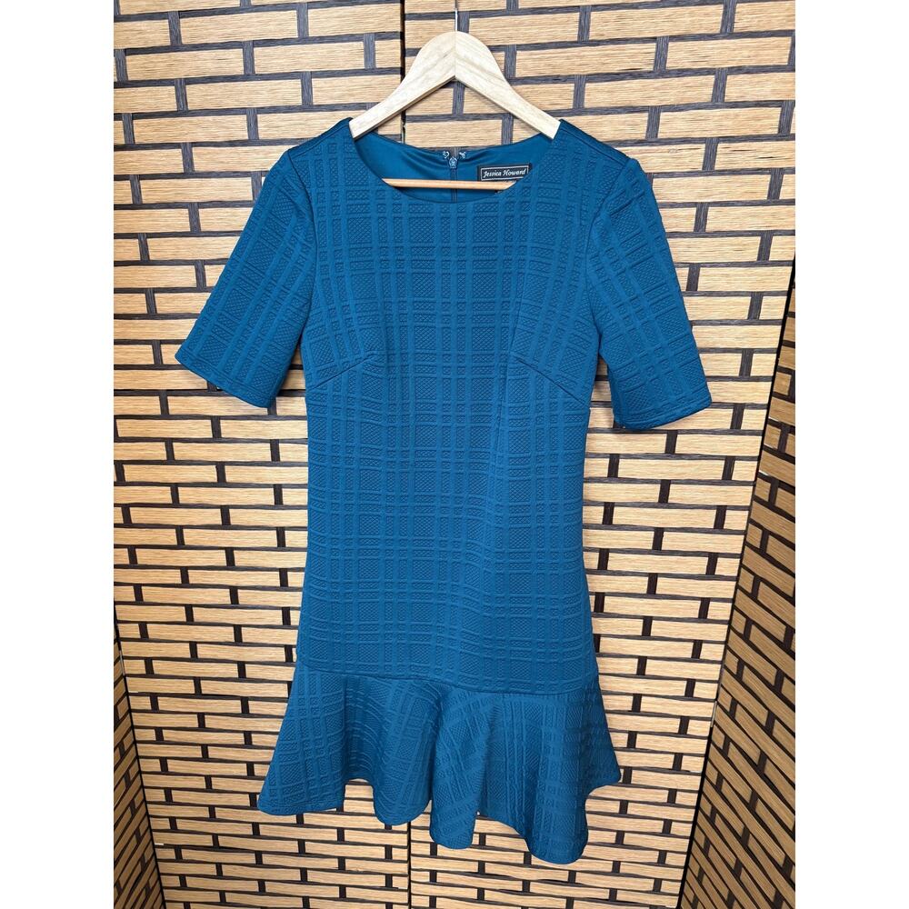 Jessica Howard‎ Teal Ruffle Hem Dress Size 6